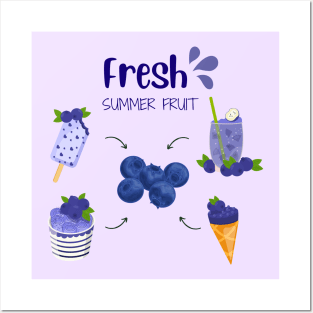 Blueberry Fresh Summer Fruit Posters and Art